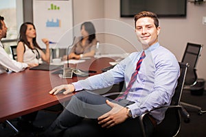 Handsome lawyer in a meeting room