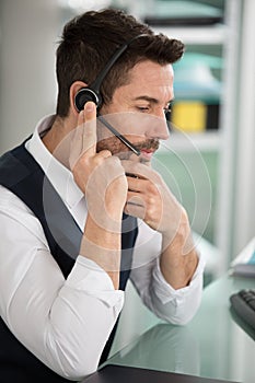 handsome male customer service representative at call-centre-worker