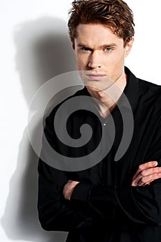 Handsome male over white background