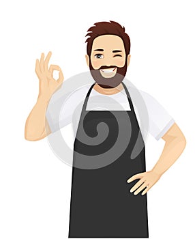 Handsome man in apron