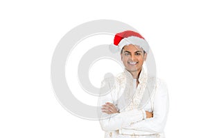 Handsome man in dhoti and xmas hat