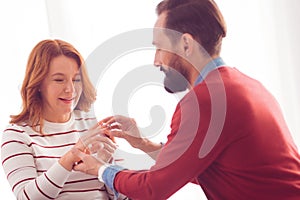 Handsome man making a marriage proposal