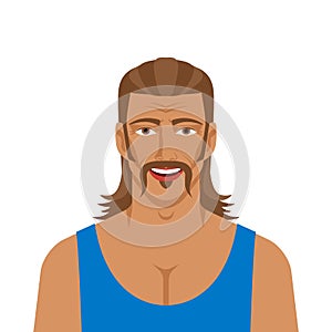 Handsome man with mullet hairstyle
