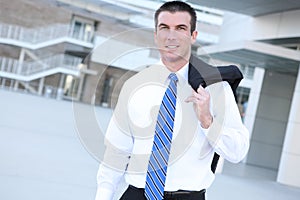 Handsome Man at Office Building