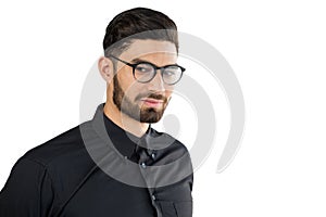 Handsome man posing against white background