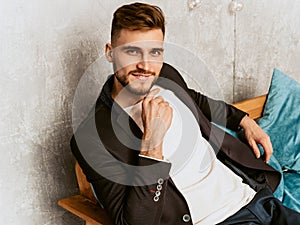 Handsome man posing in studio