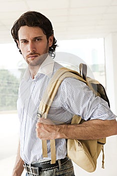 Handsome man with a rucksack