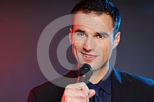 Handsome man singing