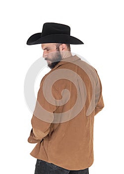 Handsome man standing from the back whit a hat