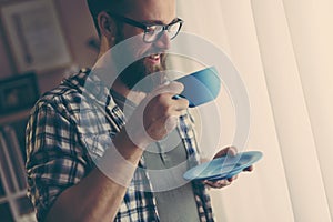 Man drinking coffee