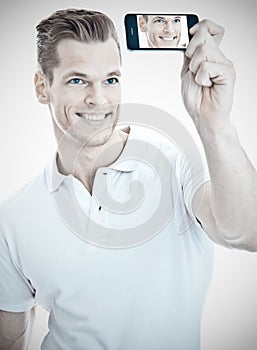 Handsome man taking a selfie