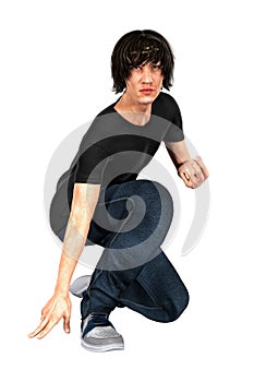 Handsome Man in Urban Fantasy Pose Isolated