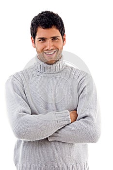 Handsome man wearing woolen sweater