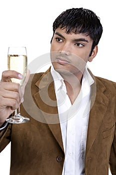 Handsome man with wine glass