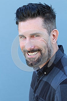 Handsome mature man smiling and laughing