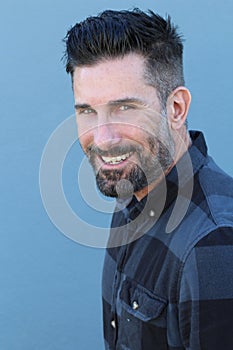 Handsome mature man smiling and laughing