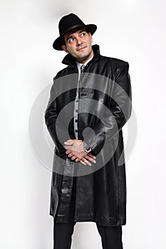 Handsome middle aged man posing in studio on isolated background. Style, elegance, business, gentleman, fashion concept.