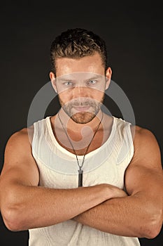 Handsome mucho guy in vest. photo