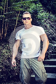 Handsome muscular young man outdoor