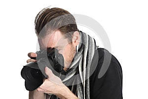 Handsome Photographer in black tshirt and scarf