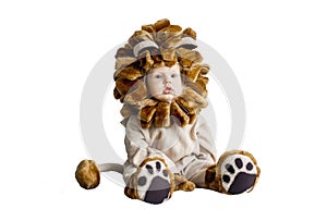 Handsome plump little child in a lion costume.