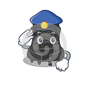 A handsome Police officer cartoon picture of scuba buoyancy compensator with a blue hat