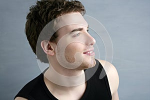 Handsome profile portrait young man face