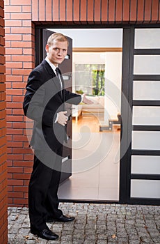 Handsome realtor during his work