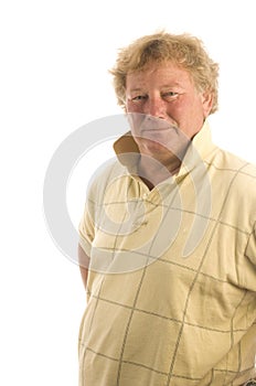 Handsome senior middle age man with big belly photo