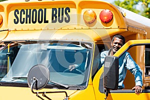 handsome senior school bus driver looking