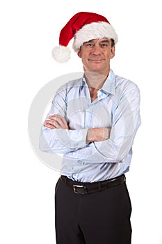 Handsome Smiling Man in Santa Hat