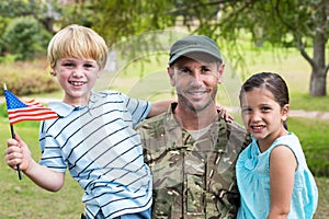 Handsome soldier reunited with family