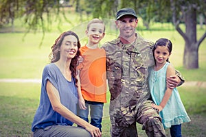 Handsome soldier reunited with family