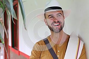 Handsome South American man wearing hat