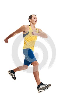 Handsome sportsman running