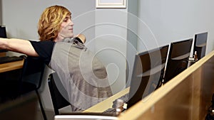 Handsome student using computer