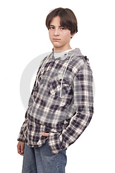 Handsome teenager with hand in pocket