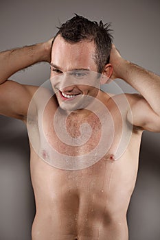 Handsome and wet young man