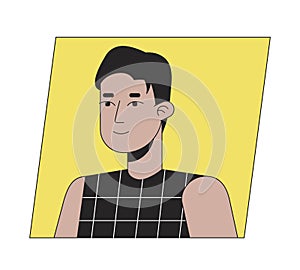 Handsome young adult man flat color cartoon avatar icon