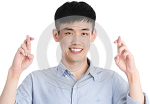 Handsome young asia man - isolated over a white background