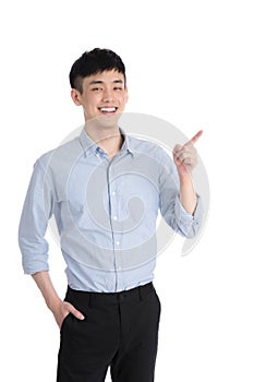 Handsome young asia man - isolated over a white background