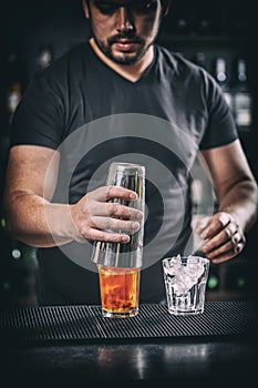 Handsome young barman