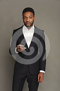 Handsome young black man portrait at studio background.