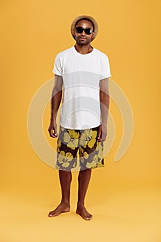 Handsome young black man wear beach clothes