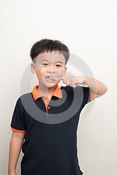 Handsome Young Boy Brushing Teeth