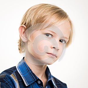 Handsome Young Boy In Smart Blue Shirt