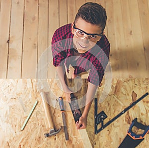 Handsome young carpenter