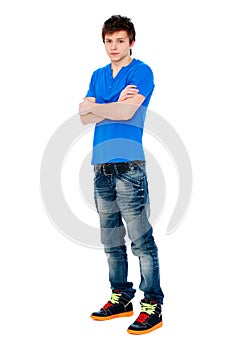 Handsome young man in blue t-shirt