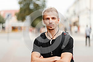 Handsome young man in a fashion T-shirt