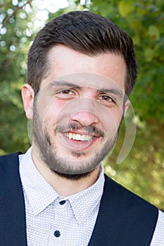 Handsome young man portrait beauty fashionable hair and beard hipster boy